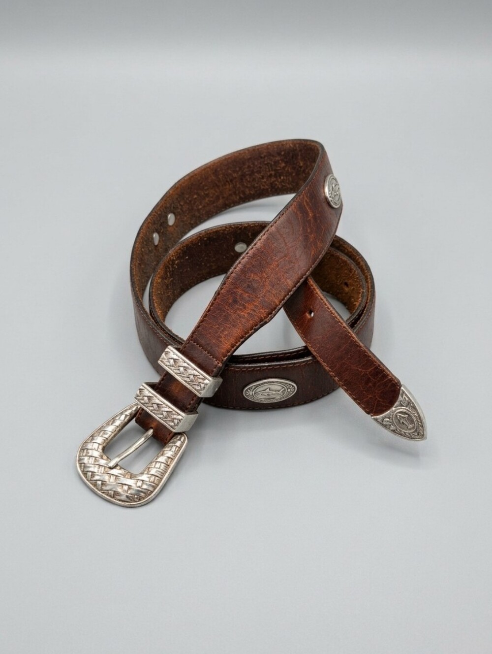 Vintage Greg Norman Brown Belt Sz 44